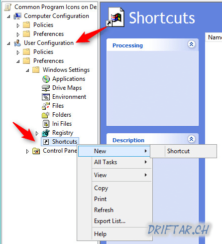Group Policy - Shortcuts