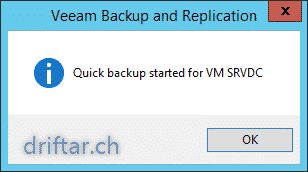 quick backup started